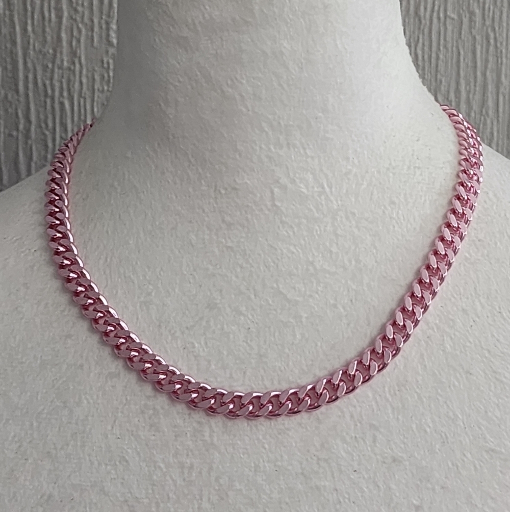 Metallic Pink Chain Necklace - Picture 2 of 7